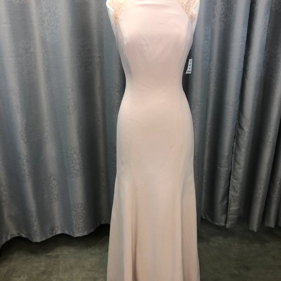 NEW Blush Pink Mother of the Bride/Groom Formal Long Dress Bridesmaid, Lace Back - Picture 6 of 13